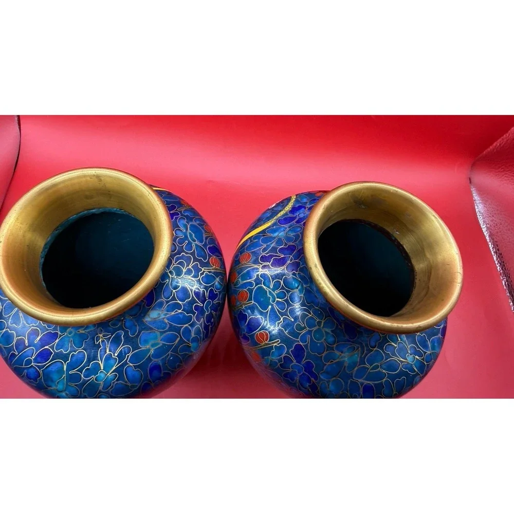 Pair of Vintage Chinese Cloisonné Vases 8